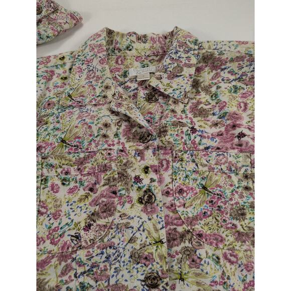 Christopher & Banks Top Women's Sm Floral Shacket Linen Cotton Maximalist Whimsy - Picture 6 of 12
